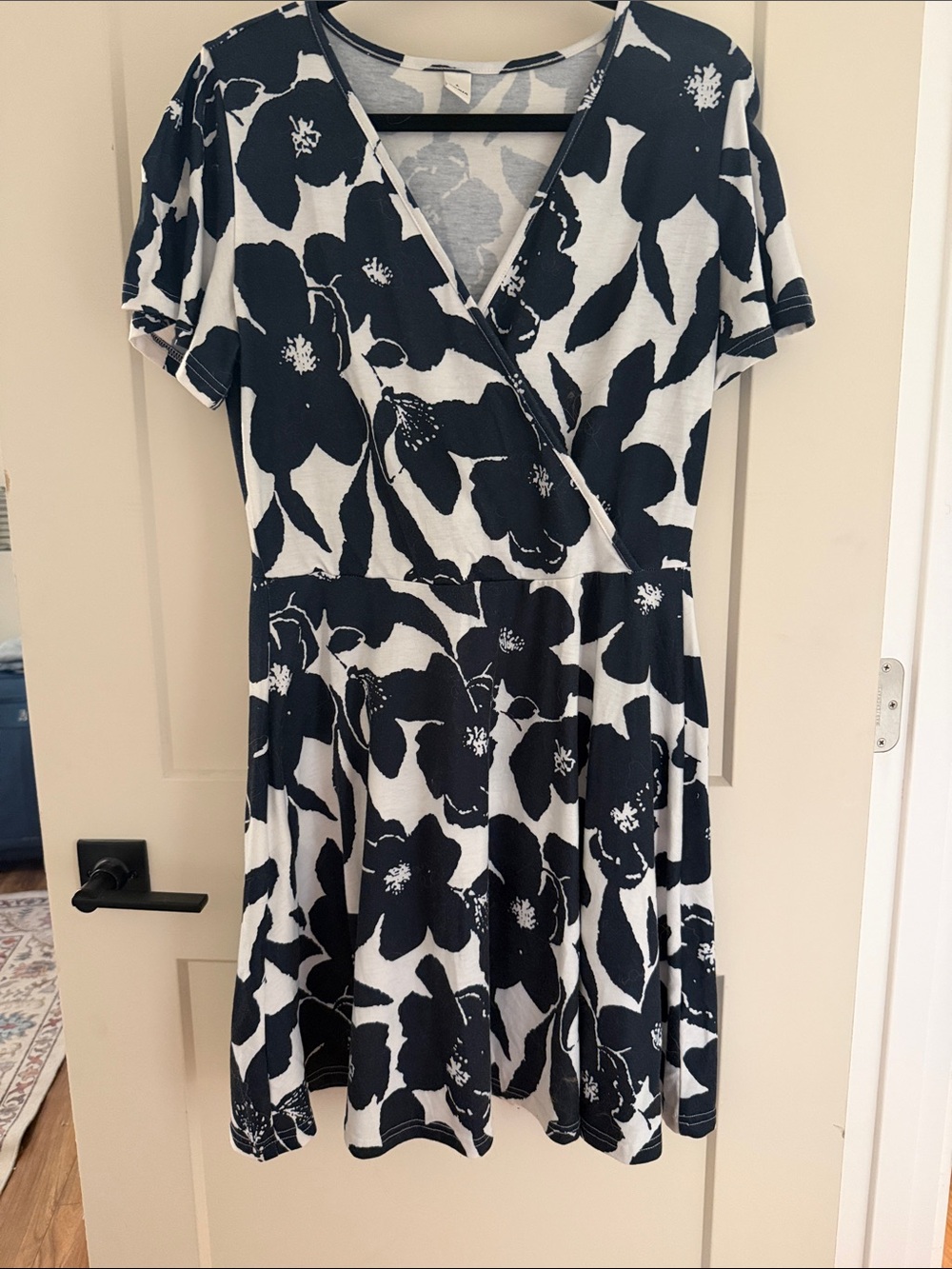 Amazon Navy and White Floral Wrap Mini Dress